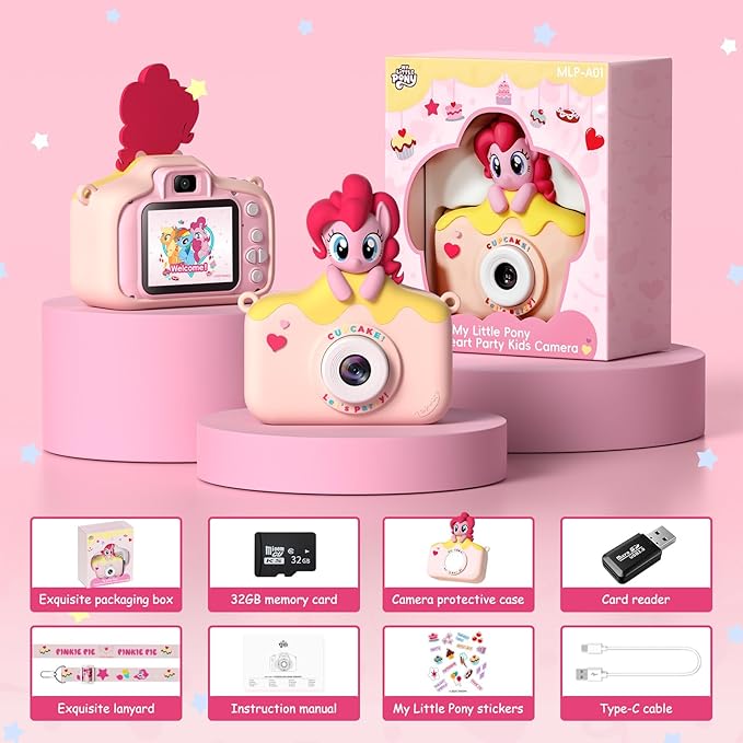 My Little Pony Kids Camera Toys for 3-12 Years Old Children, Hasbro Kids Digital Camera for Girls Boys,48MP Dual Lens HD 1080P IPS Screen Digital Toy Camera for Toddlers Christmas Birthday Gifts