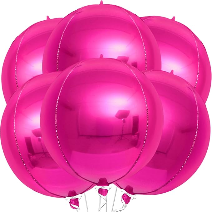 KatchOn, Big Hot Pink Balloons - 22 Inch Pack of 6 | Hot Pink Foil Balloon for Pink Birthday Decorations, Pink Party Decorations, Gender Reveal | Metallic Balloons For Baby Shower, Bridal