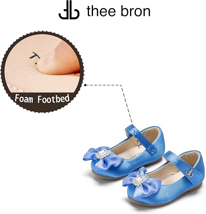 THEE BRON Mary Jane Ballet Flats - Girls' Dress Shoes with Hook & Loop Closure