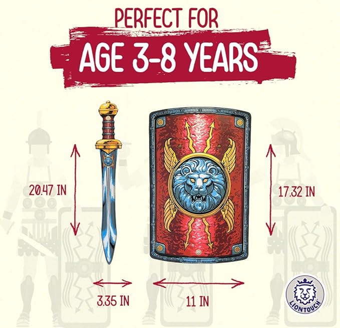 Liontouch Roman Legionary Sword & Shield | Historical Combat Toy Set for Children’s Pretend Play As A Soldier in Ancient Rome | Safe Weapons & Battle Armor for Dress Up & Gladiator Costumes for Kids