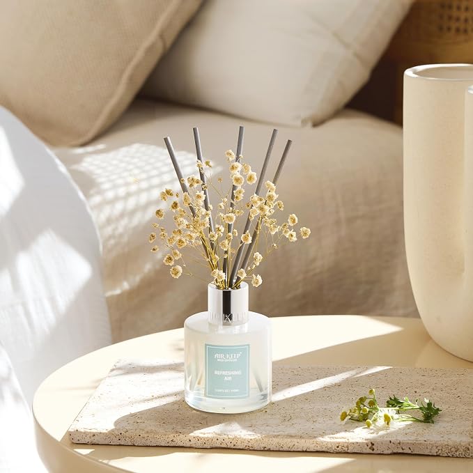 Airkeep Reed Diffuser Set,3.38 fl oz (100 ml) - Refreshing Air Oil Diffusers with 8 Reed Sticks, Home Fragrance Reed Diffuser for Bathroom Shelf Decor