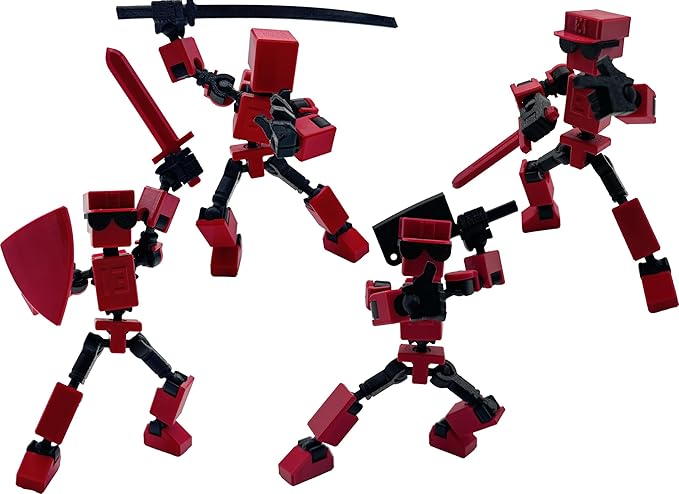 (Assembly Completed) 3D Printed 6.65-inch Action Figure Mini-13, Full Body Mechanical Movable Toy, Multiple Accessories, Desk Decoration, Creative Gifts (Red)