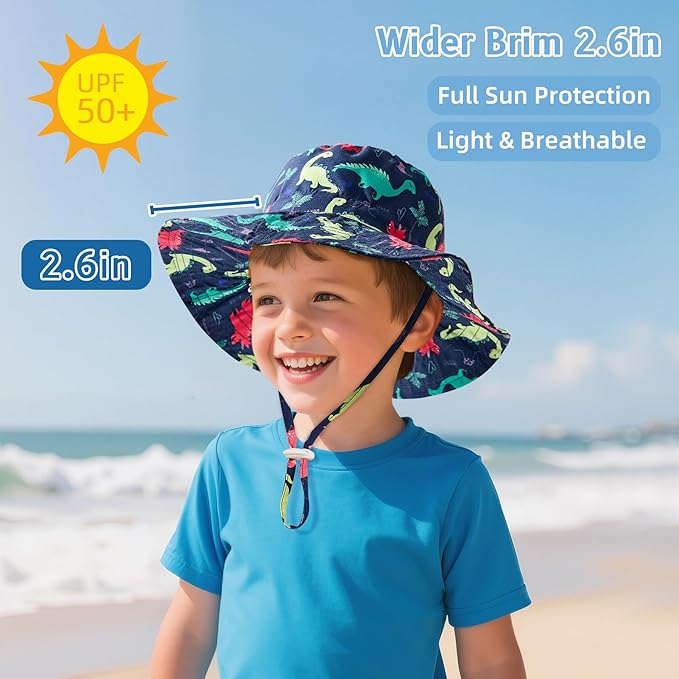 Baby Sun Hat UPF 50+ Sun Protective Toddler Bucket Hat Summer Kids Beach Hats Wide Brim Outdoor Play Hat for Boys Girls