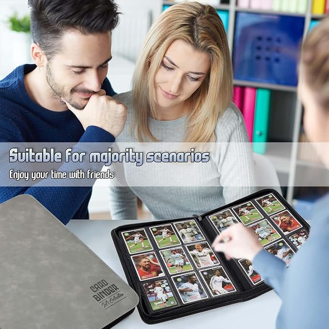 Trading Card Binder, Premium 9 Pocket Double Sided 540 Pocket PU Card Collection Binder, Collectible Trading Card Albums for MTG, TCG, Sport Card, Game Cards (Gray)