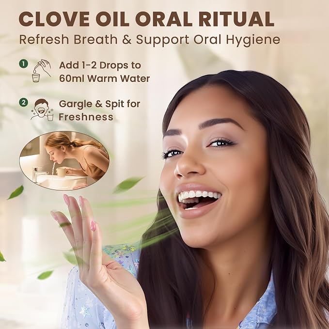HIQILI 1 Fl Oz Clove Oil for Teeth and Gums, Oral Care, DIY Clean Spray, Aromatherapy - 30ml | Creating a Warm, Comforting Scent for Home, DIY Cleaning Spray, and Homemade Vandles —30mL / 1.01 fl oz