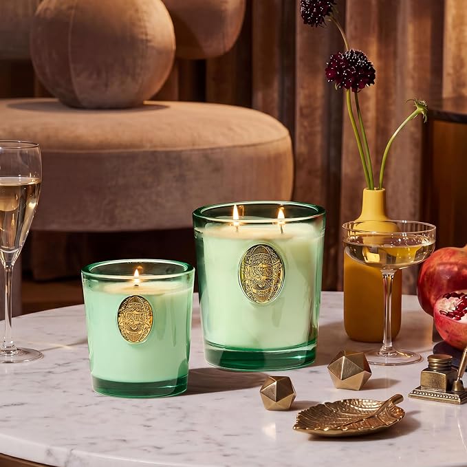 M&SENSE Large Two-Wick Clean Soy Candle | Fresh Linen & Neon Blue | 19.8 oz, 120H Burn Time | Luxury Scented Candle for Relaxation, Gifting, Home Décor | Ideal for Bedroom, Office, Party Ambiance