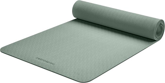 Retrospec Zuma Yoga Mat 6mm Thick Non-Slip TPE Exercise Mat | Cushioned Workout Mat for Yoga Pilates and Home Stretching | 72 x 24 with Carrying Strap