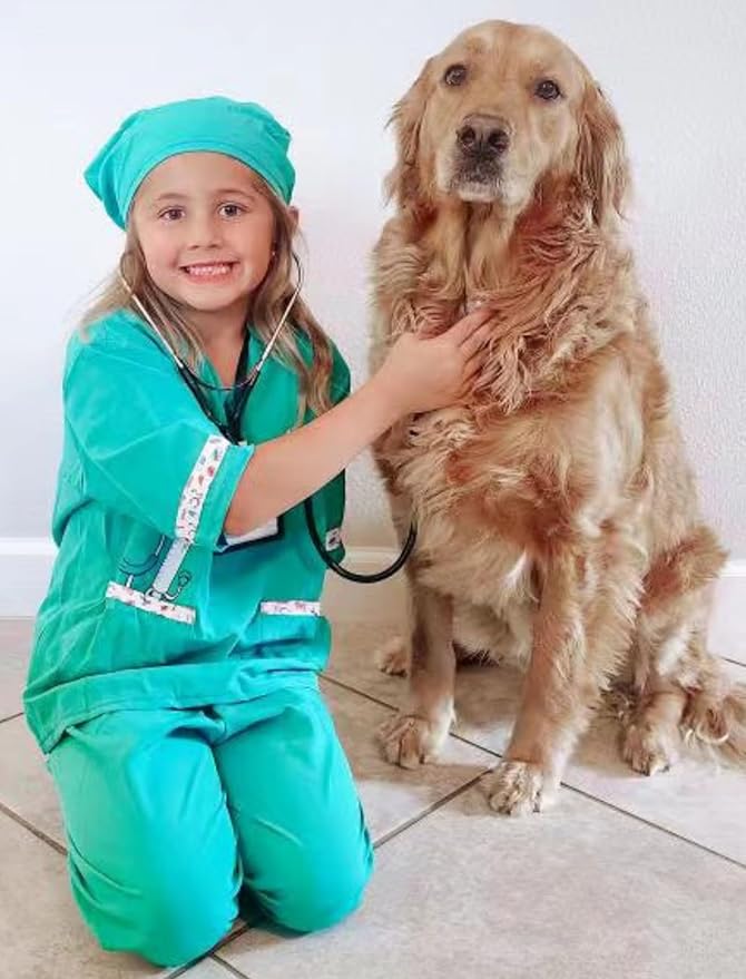 ANPHILE Kids Veterinarian Costume, Kids Doctor Vet Costume Outfit Pretend Play Dress Up Set for Halloween