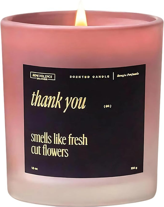 Benevolence LA Thank You Scented Candles | 10 oz, 40-50 Hour Burn, Thank You Gifts for Women, Men Coworkers | Appreciation Gifts for Best Friend | Christmas Candle - Smells Like Fresh Cut Flowers