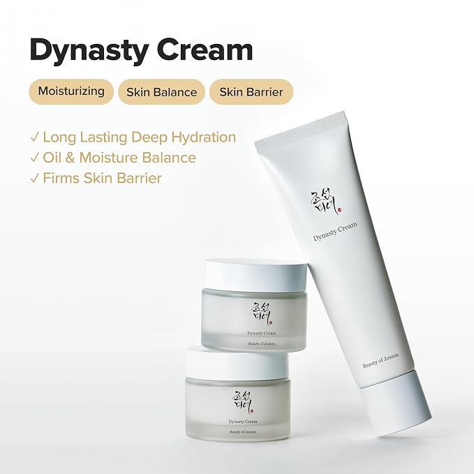 Beauty of Joseon Glow Deep Serum Rice + Alpha-Arbutin (30ml, 1.01 fl.oz.) with Dynasty Cream Hydrating Face Moisturizer (50ml, 1.69 fl.oz.), Korean Skincare