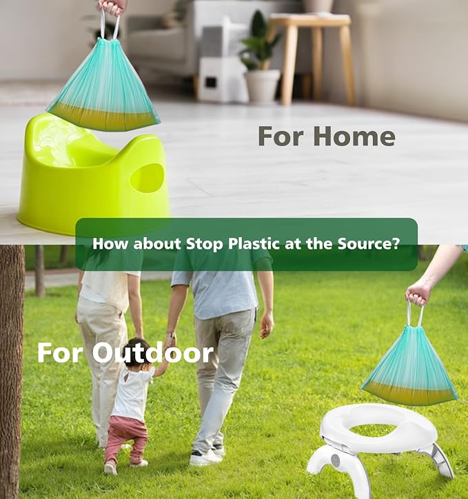 Compostable Travel Potty Bags for Portable Toilet 100Packs, AYOTEE Drawstring Travel Potty Liners for Portable Potty,Potty Chair Liners Disposable for Toddlers, Pet and Outdoors