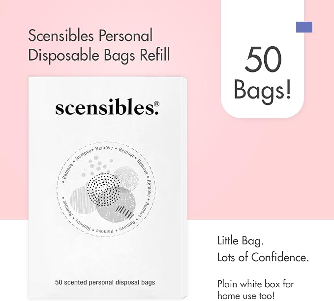 Scensibles Disposal Bags for Menstrual Care Products - (50 x 12) ct Refill Box - for Disposal of Tampons, Pads, Panty Liners, Hygiene Products