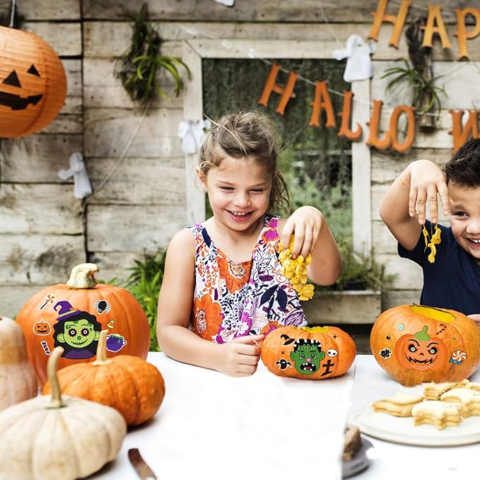24 Sheets Halloween Party Games - Make Your Own Stickers, Kids Halloween Activities with Pumpkin, Mummy, Zombie, Werewolf, Vampire Themes