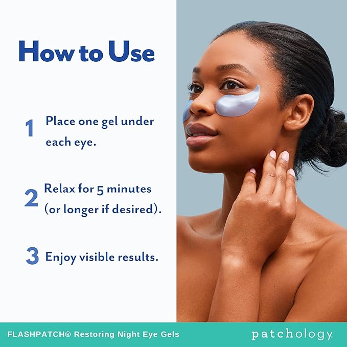 Patchology FlashPatch Restoring Night Eye Gel Patches with Retinol, Squalane & Peptides – Hydrogel Under Eye Masks for Fine Lines, Dark Circles & Puffiness – Overnight Eye Care (5 Pairs)