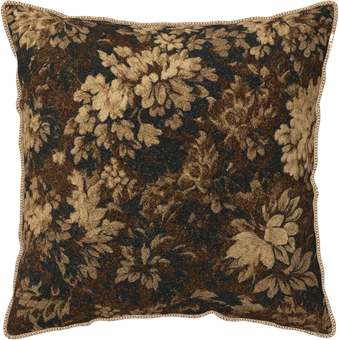 Vintage Dark Brown Flowers Velvet Pillow Covers 20x20 Inch Boho Retro Abstract Floral Throw Pillows for Couch Cushion Covers Pillowcase Bohemian Farmhouse Pillow Cases for Sofa Bed Bedroom