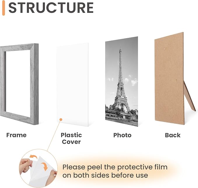 upsimples 10 Pack Picture Frames Collage Wall Decor for Mounting or Tabletop Display, Photo Gallery Frame Set for Family, Multi Sizes Including 8x10, 5x7, 4x6, Gray | Multi Picture Frames Collage Wall Decor, Gallery Wall Frame Set, Gift For Christmas, ...