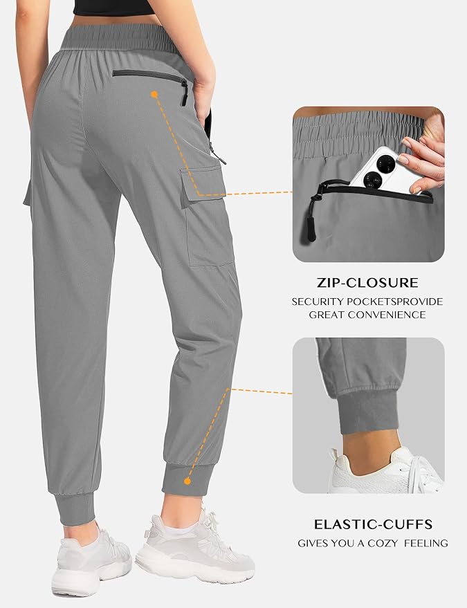 Buauty Lightweight Hiking Pants Women,Quick Dry Joggers Cargo Pants Casual Workout Travel Athletic Summer with Pockets 2024