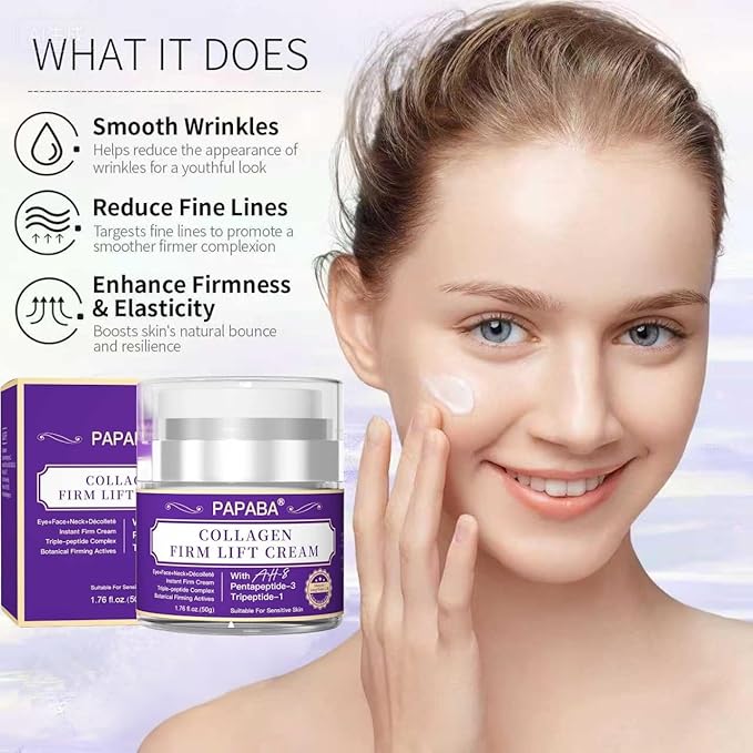 Instant Face Lift Cream Neck Firming Tight Moisturizer Women Men- Collagen & Tripeptide AH-8 Updated Formula For Eye Décolleté Firming Cream for Visible Tightening -Sensitive Skin - Day & Night