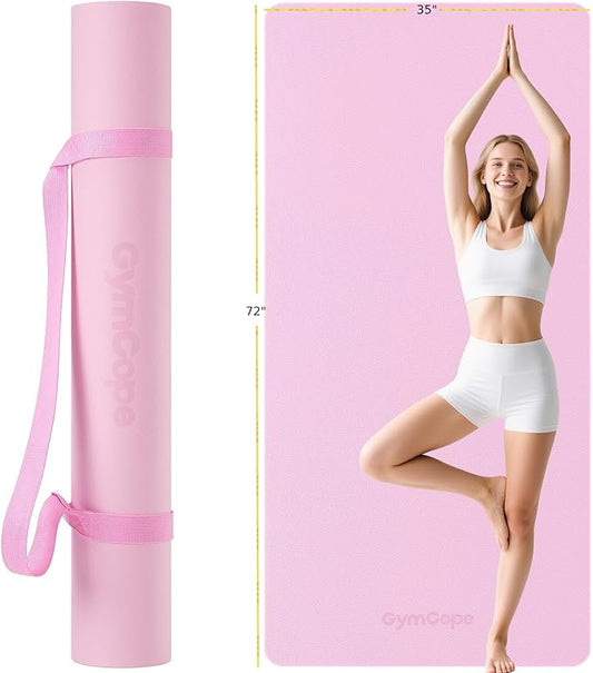 Extra Large Yoga Mat – 72"x48" or 78"x57", 1/4"–1/2" Thick Mat for Women & Men, TPE Non-Slip Pilates Mat for Home Gym, Yoga, Stretching, Meditation