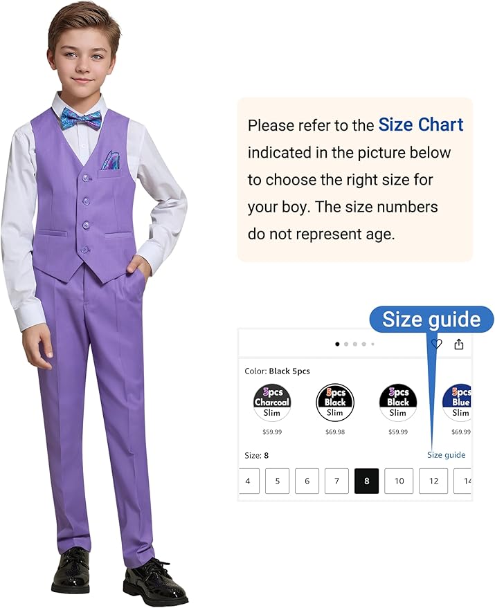 Happy Dolphin Boys Suit Set Modern Fit Kids Suits Adjustable Waist Boys Wedding Outfit for Boy Communion Suits for Boys