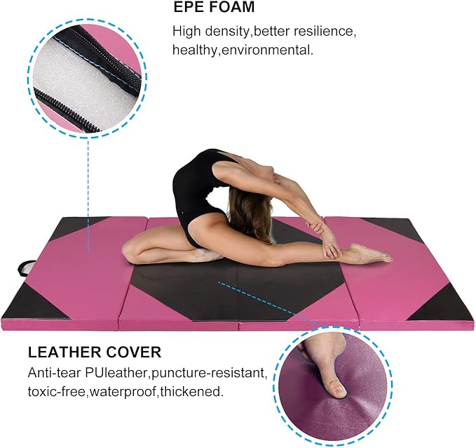 Polar Aurora 4'x10'x2 Thick Folding Gymnastics Exercise Mat Aerobics Stretching Yoga Mats