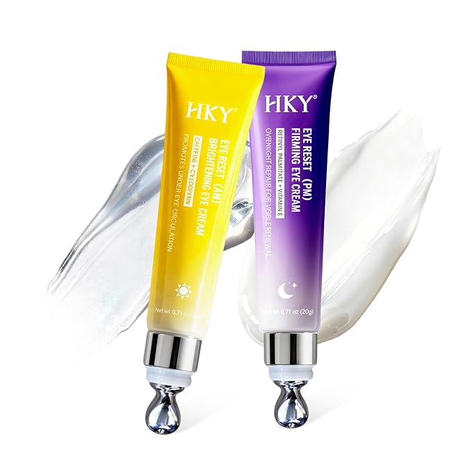 HKY Eye Cream, Under Eye Bags And Wrinkles Repair Cream Brightener, Anti Aging, Dark Circles Puffiness Under Eye Treatment With Caffeine Serum & Cyclodextrin, Morning Instant Firming