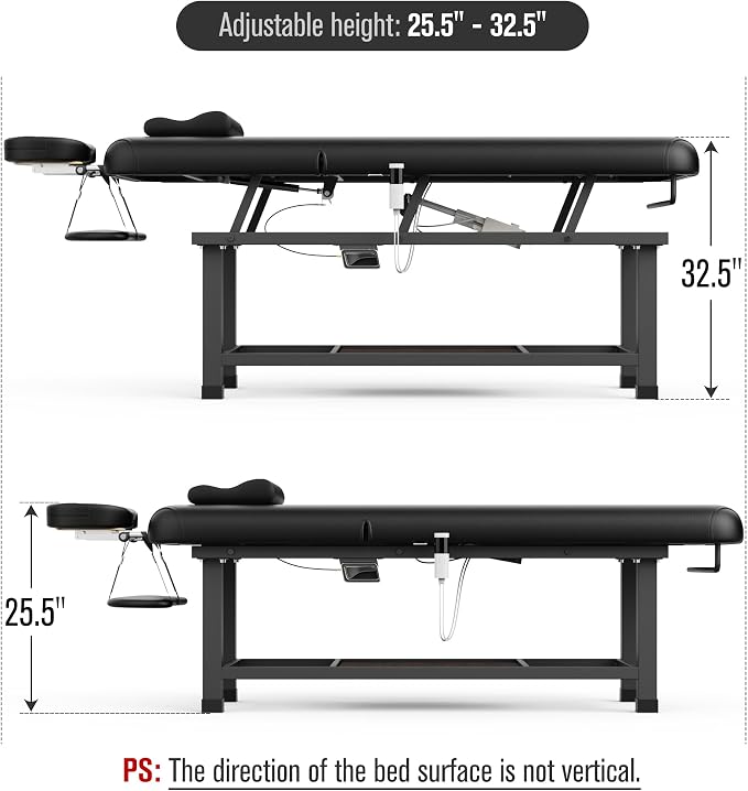 Olela Electric Massage Table with Heated Function- Heated Massage Table with Electric Lift & Manual Adjustable Backrest, Treatment Table with Storage and Metal Frame for Massage, Spa So On