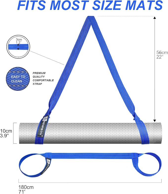 A AZURELIFE [MAT NOT Included] Yoga Mat Sling, Yoga Mat Straps for Carrying, Easy-Cinch Yoga Mat Holder Strap