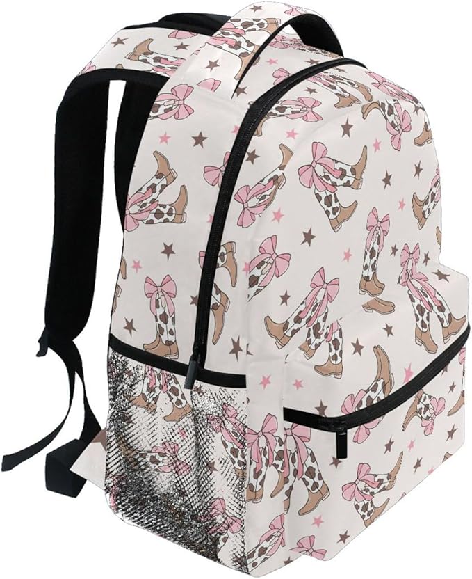 Bows Cowgirl Boots Boys Girls Kids School Backpacks Bookbag, Elementary School Bag Travel Backpack Daypack