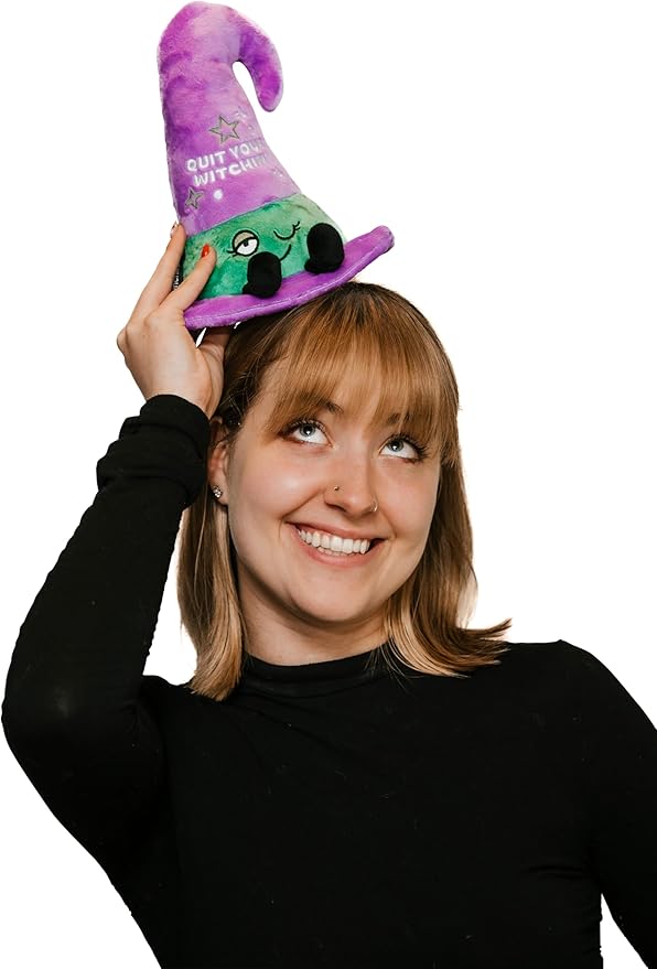 Halloween Plushie - Quit Your Witchin Sassy Witch Hat Plush, Spooky Theme Gift, Toy for Gifting