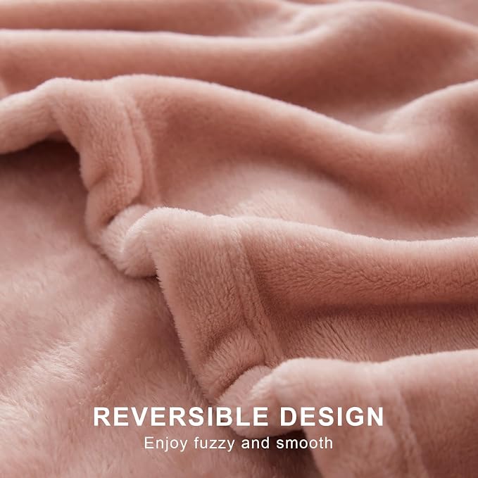 Hansleep King Dusty Pink Fleece Blanket, Soft Flannel Bed Blanket | Fuzzy Cozy Blanket 90x108 Inches, Multi-use for Bed, Sofa, Couch, Travel, Camping, All Season Warm Lightweight Cover
