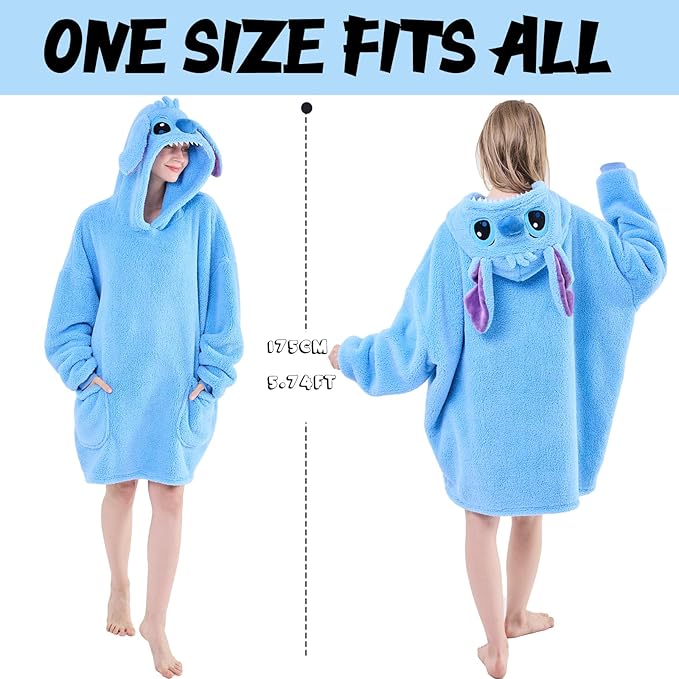 NEWCOSPLAY Wearable Blanket Hoodie Sherpa Hoodie Blanket for Women Men Warm Oversized Sweatshirt with Pockets
