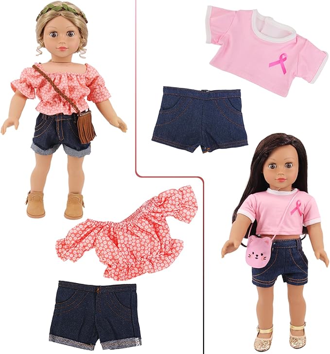 K.T. Fancy 10 Sets American 18 Inch Doll Clothes and Accessories Include Doll Clothing Dress Fit for 18 inch Dolls ( No Doll )