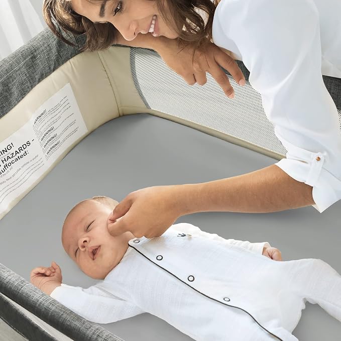 Waterproof Bassinet Sheets Fit for Halo, Dream on Me, Ingenuity, Fisher Price, Delta, Graco and Other Oval Bassinet Mattress, 2 Pack, Ultra Soft Microfiber Sheets, Grey & Navy