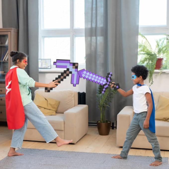 Pickaxe and Sword Toys,Foam Sword for Game Role-Play,Weapons,Halloween Christmas and Parties,Gift for Video Game Fans