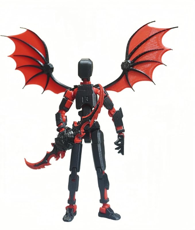 Dummy13 Action Figure Set | Pre-Assembled 3D Printed Titan and Robo Figures | Highly Articulated Robot Toys with Interchangeable Accessories | Perfect for Collectors and Hobbyists (Black red)