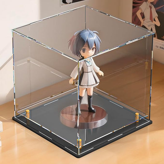 Acrylic Display Case with Floating Shelf & Thick Base – UV-Protected Collectible Showcase for Souvenirs, Figurines, and Memorabilia (8" Lx8 Wx8 H)