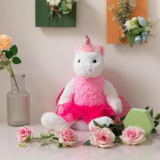 Ballerina Unicorn Stuffed Animal Cute Plush Unicorn in Tutu Skirt Birthday Dance Recital Gifts for Girls Kids 21’’White