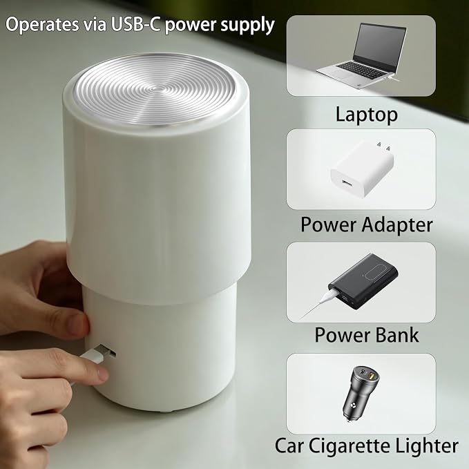 Essential Oil Diffuser 130ML, Aromatherapy Diffuser with LED Mood Lighting 2 Mist Mode, Ultrasonic Mist Humidifier for Car Home Office Bedroom ﻿ (White)