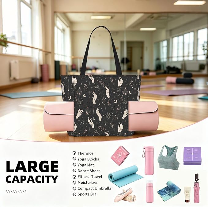 Christian Cross Jesus God Yoga Mat Bag for Women with Mats Bags Carrier Carryall Canvas Tote with Zipper Pocket, Polyester Gym Bag for Yoga Pilates Beach Travel Fitness Workout Gifts for Yoga Lovers