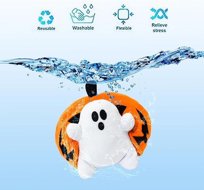 Halloween Pumpkin Ghost Plush Toy with Zipper – Cute Jack-o’-Lantern Ghost Pillow Decoration – Soft and Cuddly for Boys and Girls Plush Toy (Halloween Plush-A)