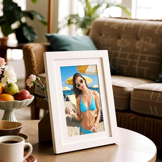 HappyHapi 5x7 Picture Frames Set of 10, Wall or Tabletop Display, White | White Picture Frames Display Photos 4x6 with Mat or 5x7 Without, Gallery Wall Frame Set, Modern Classic Home Decor