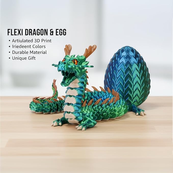 17.8-inch 3D Printed Dragon Eggs, Glow in The Dark Fidget Toys for Kids & Adults, for Home Office Desk Decor (Dragon God)