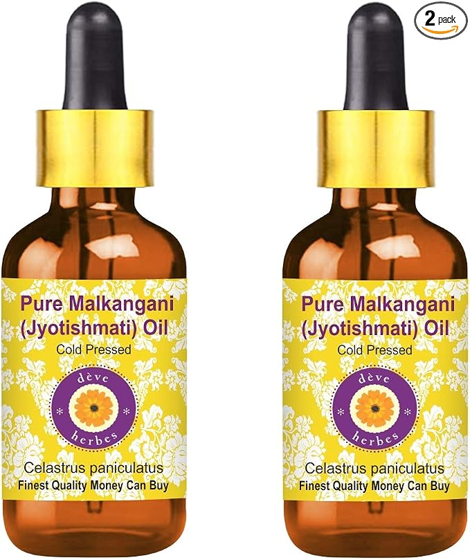 Deve Herbes Pure Jyotishmati Oil with Glass Dropper 100ml X 2 (6.76 oz)