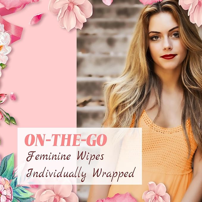twoworld 200 Feminine Wipes Flushable Travel Individually Wrapped | Travel Wipes for Women,Feminine Care Wet Wipes Travel Size Vaginal Wipes for Adult,Girl and Homeless(Chamomile)
