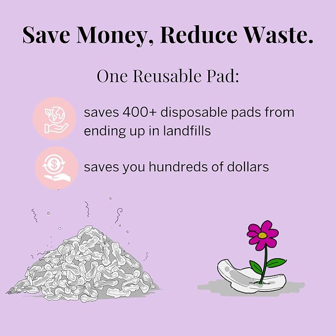 Pixie Cotton Cloth Pads for Feminine Care - 100% Organic Reusable Pads - Ranked 1 for Softest Menstrual Sanitary Napkins - Machine Washable & Includes Free Wet Bag - Menstrual Liner (Overnight)