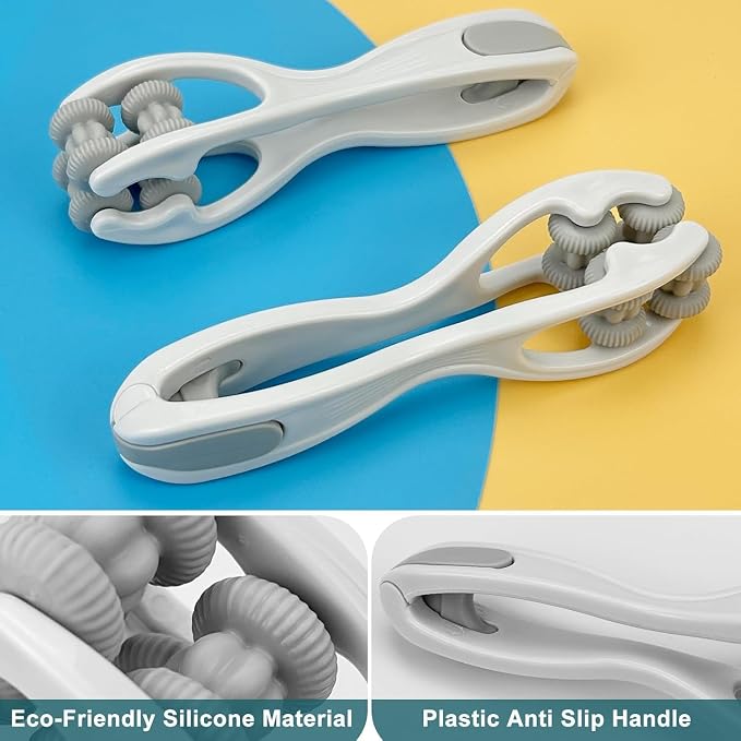 2pcs Finger Massager for Arthritis Finger Arthritis Pain Relief Manual Massage Tools Hand Massage Roller Thumb Massager for Woman Mothers Day Gift Palm Foot Acupressure Tool (White)