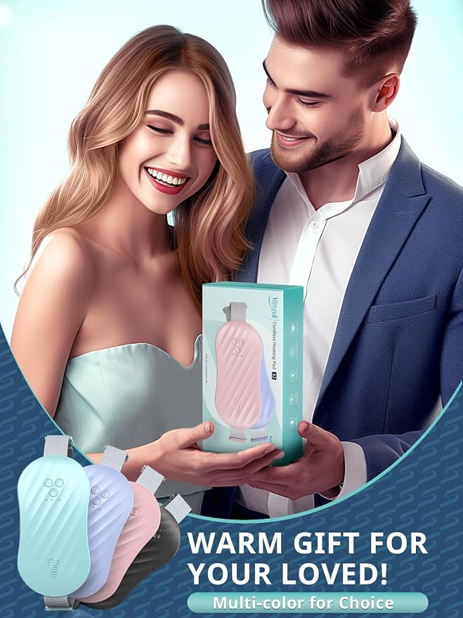 Slimpal AI Portable Heating Pad for Period Cramps, Smart AI Heat Chip, Electric Cordless Heating Belt for Back, Belly, Waist, Stomach, Menstrual Wearable Heating Pad Aqua S2