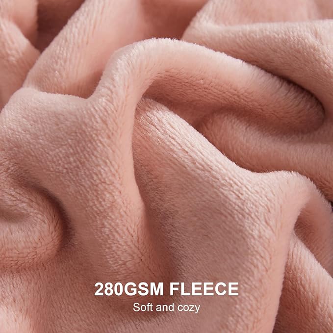 Hansleep King Dusty Pink Fleece Blanket, Soft Flannel Bed Blanket | Fuzzy Cozy Blanket 90x108 Inches, Multi-use for Bed, Sofa, Couch, Travel, Camping, All Season Warm Lightweight Cover