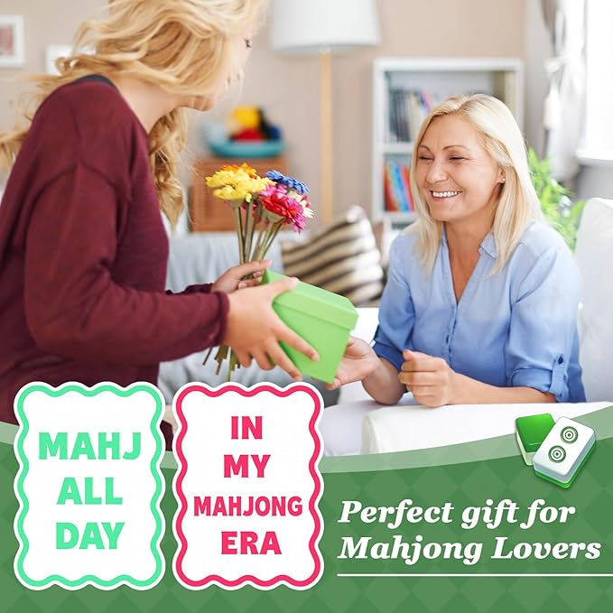 Soulchen 2 Pcs Mahjong Tile Mixer Shufflers for Mixing and Shuffling Tiles Plastic Mahjong Accessories Gifts for Lovers Games Decorative Wavy Edge & Printed Design (White Style)